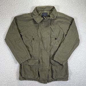 Matty M Womens Utility Field Jacket Green Cotton Size Small Zip Pockets Military